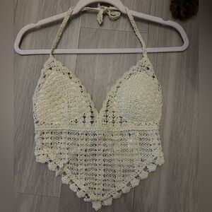 Crochet Halter Top in Cream